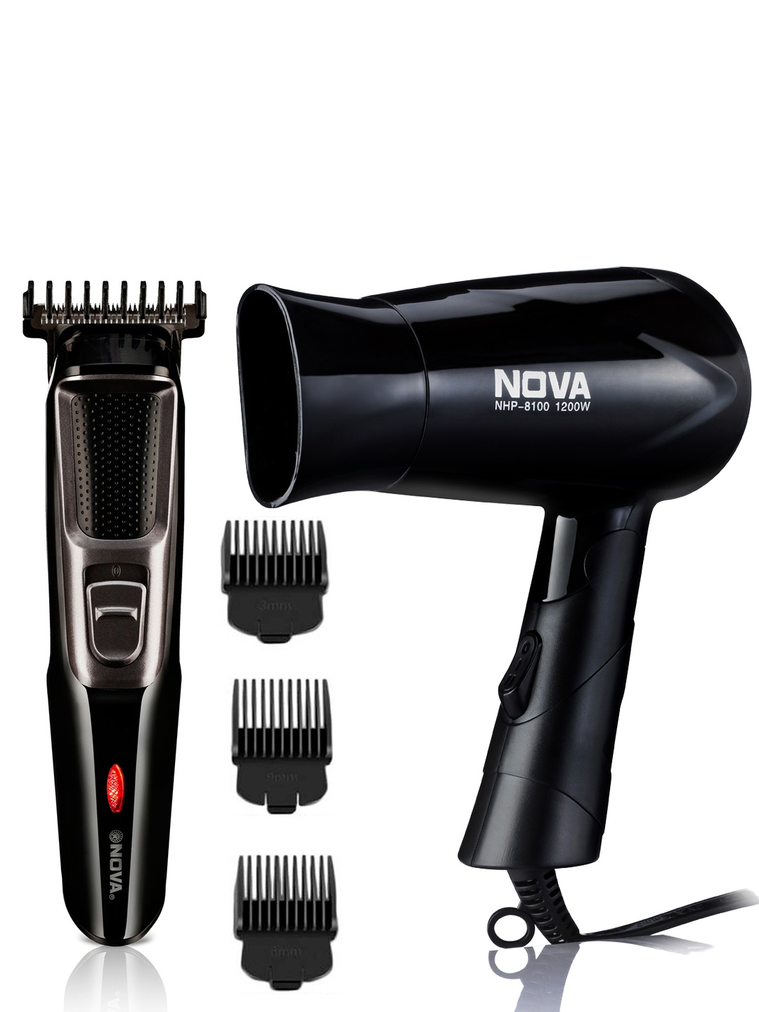 

NOVA Set of NHP 8100 Silky Shine Hot & Cold Hair Dryer & Cordless Trimmer NHT-1076, Black