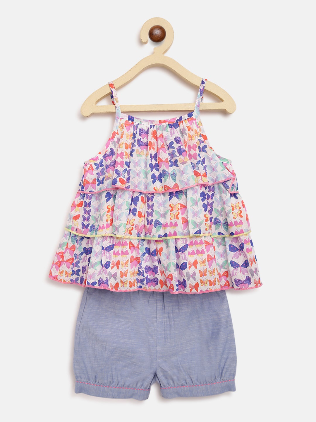 

Nauti Nati Girls Blue & Orange Printed Top with Shorts