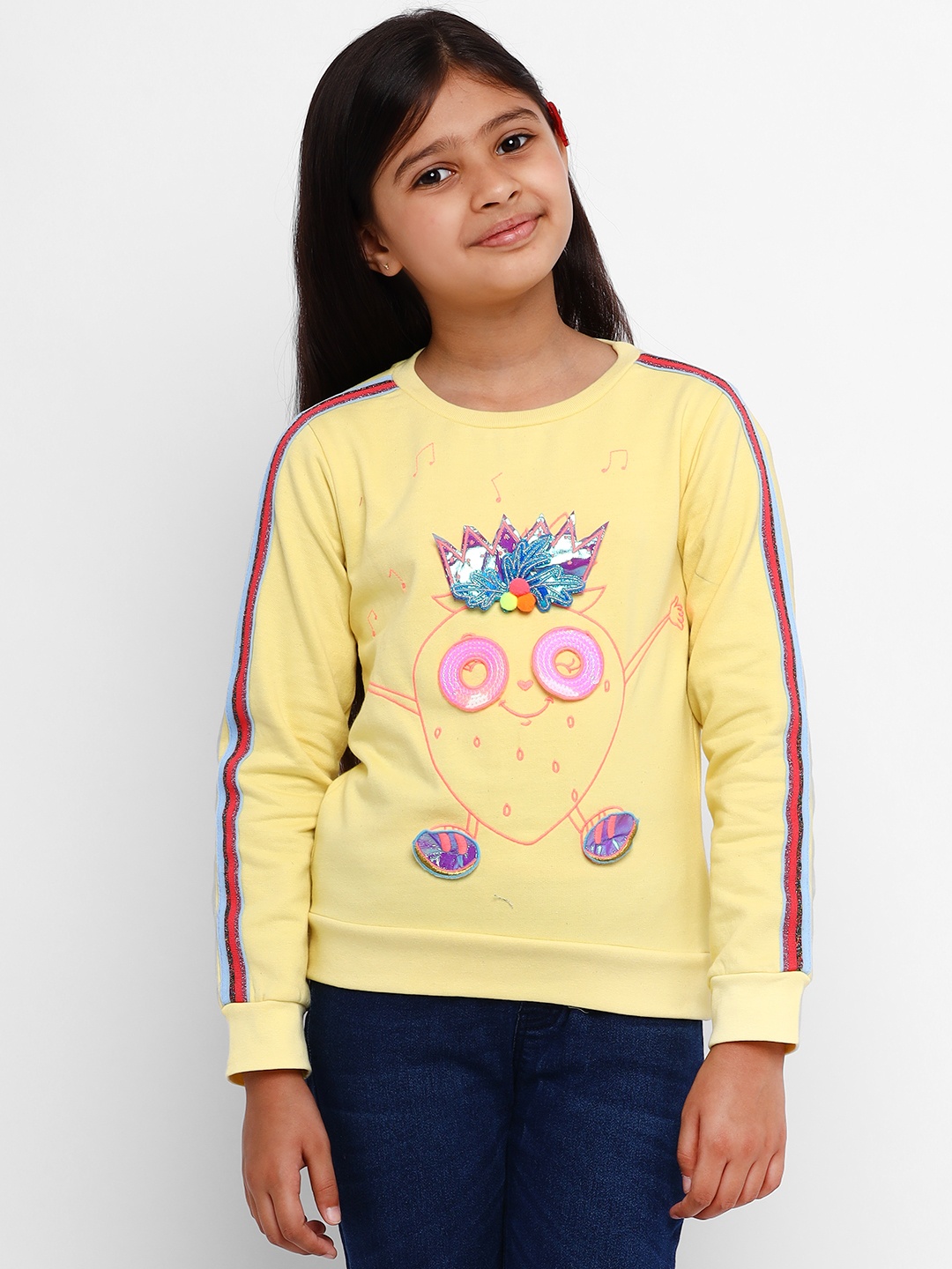 

Nauti Nati Girls Yellow Printed Sweatshirt