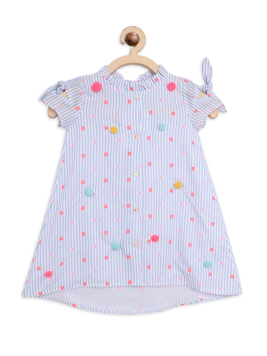 

Nauti Nati Girls Blue Striped A-Line Cotton Dress