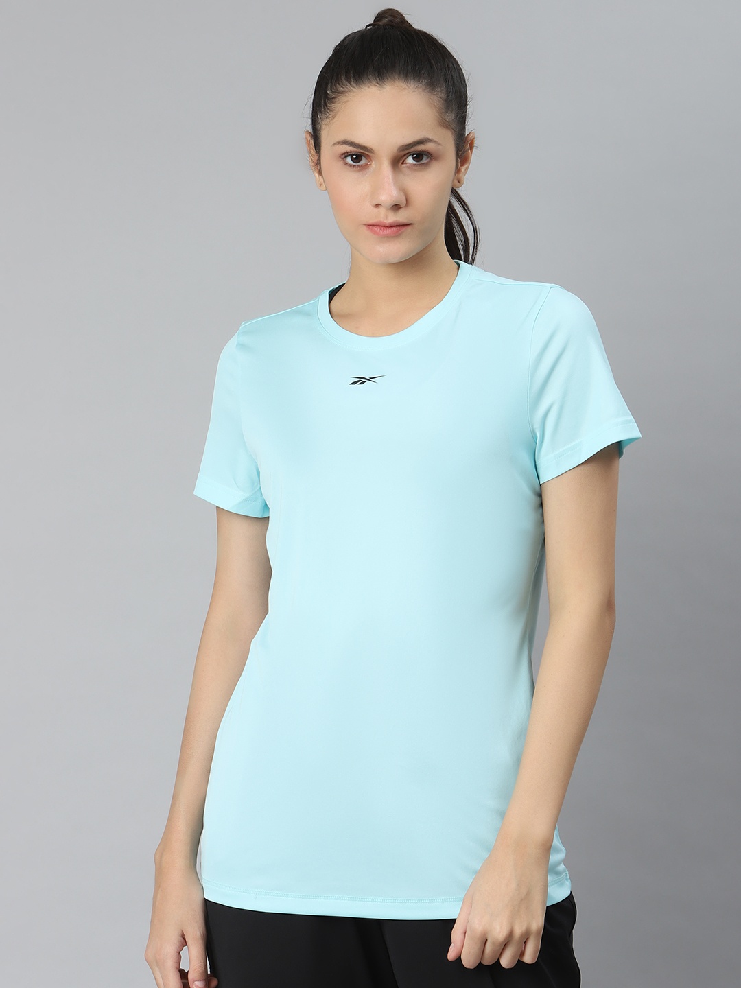 

Reebok Women Blue Training Foundation Solid Round Neck T-shirt