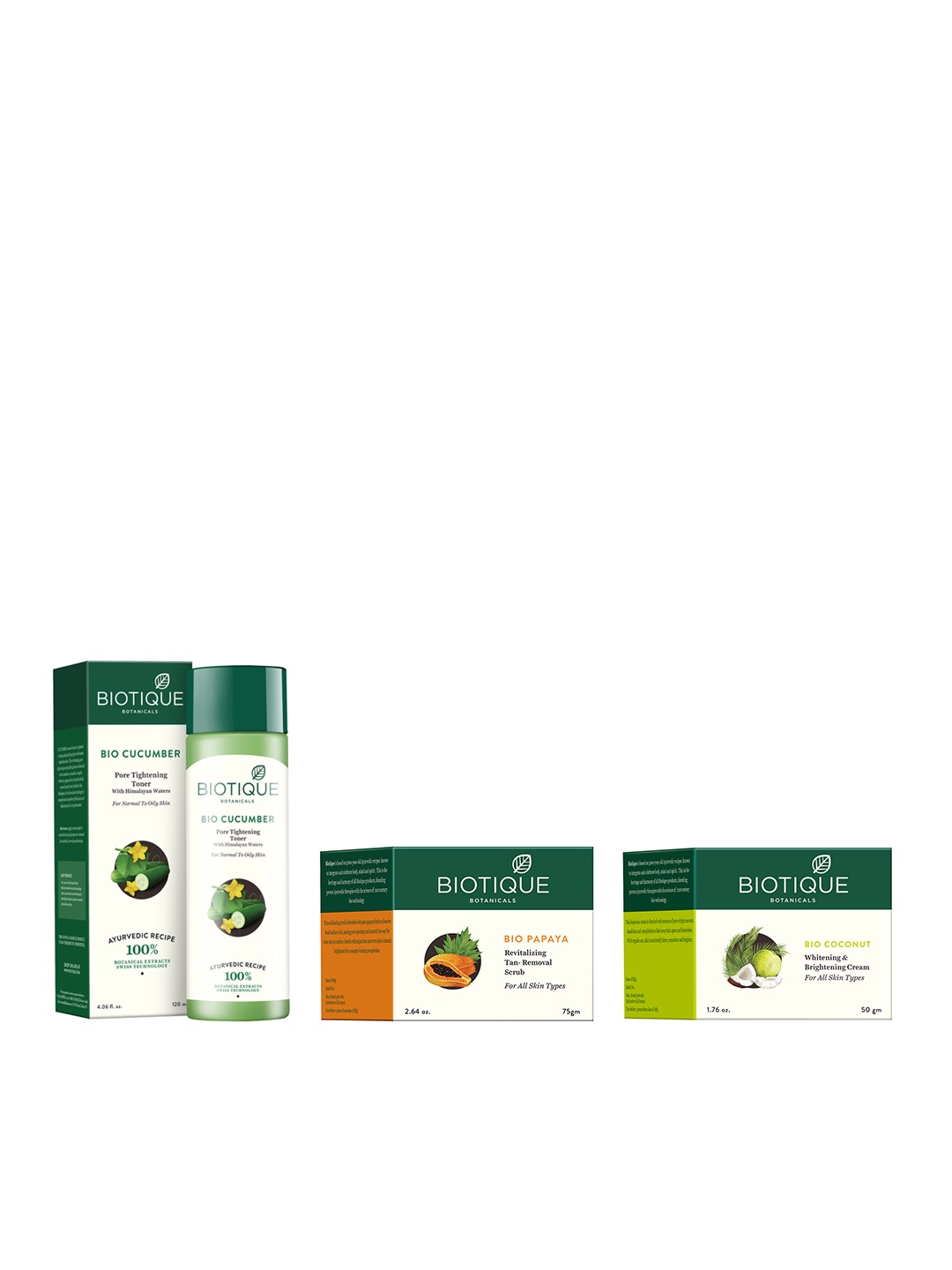 

Biotique Set of Toner & Tan-Removal Scrub & Sustainable Face Cream, White