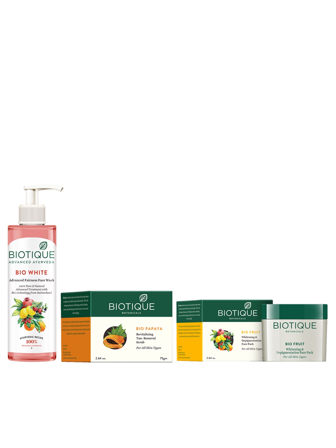 

Biotique Set of Tan-Removal Scrub & Face Wash & Depigmentation Face Pack, Pink