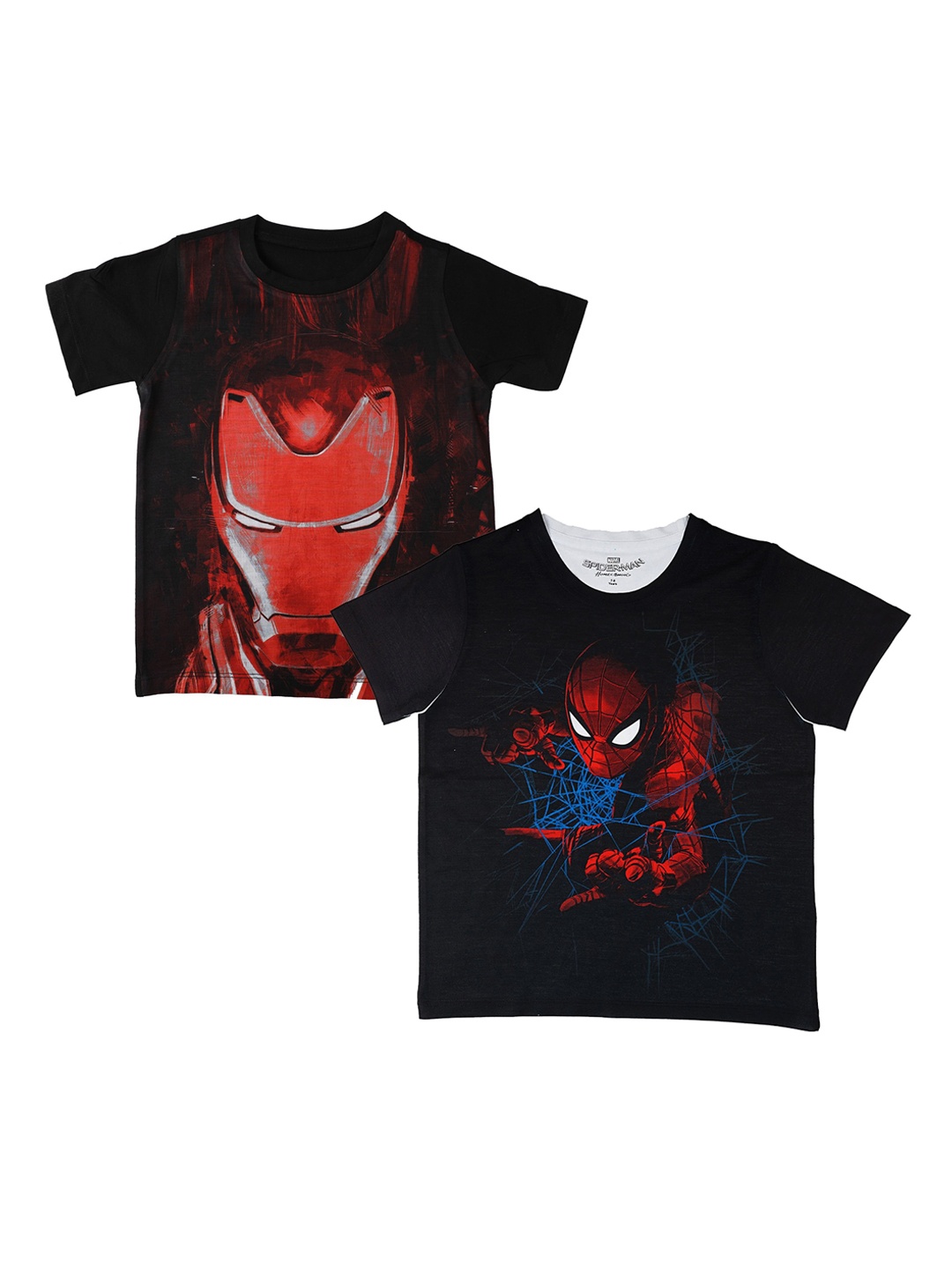 

Marvel by Wear Your Mind Boys Pack Of 2 Printed Round-Neck T-shirt, Black