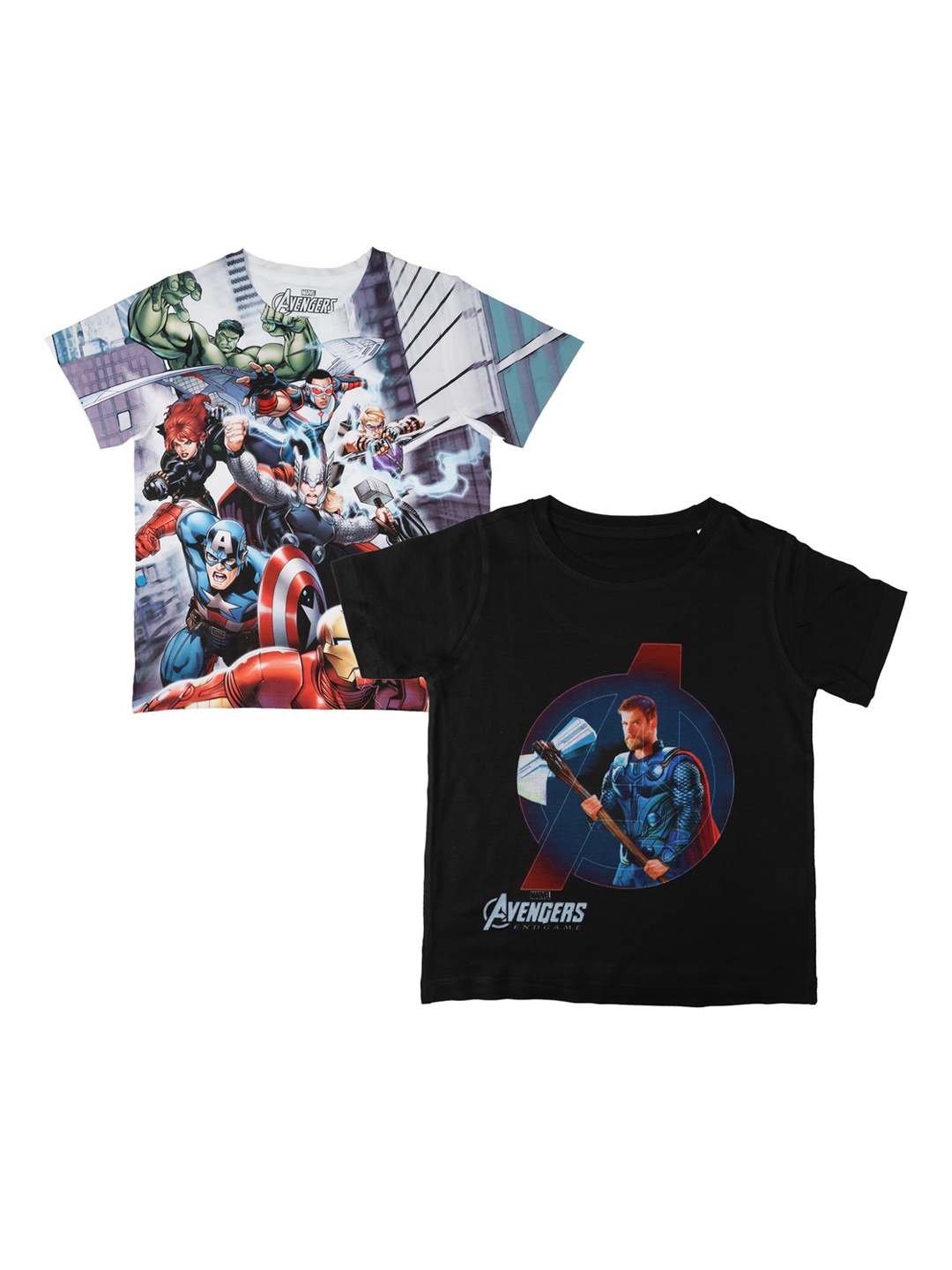 

Marvel by Wear Your Mind Boys Pack of 2 White Printed Round Neck T-shirts
