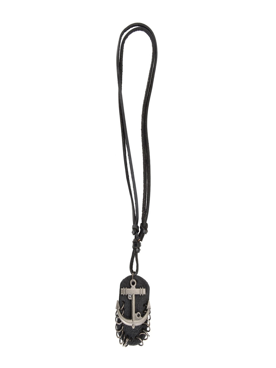 

AQUASTREET Men Brown Rock Look Anchor Symbol Handcrafted Leather Pendant with Chain