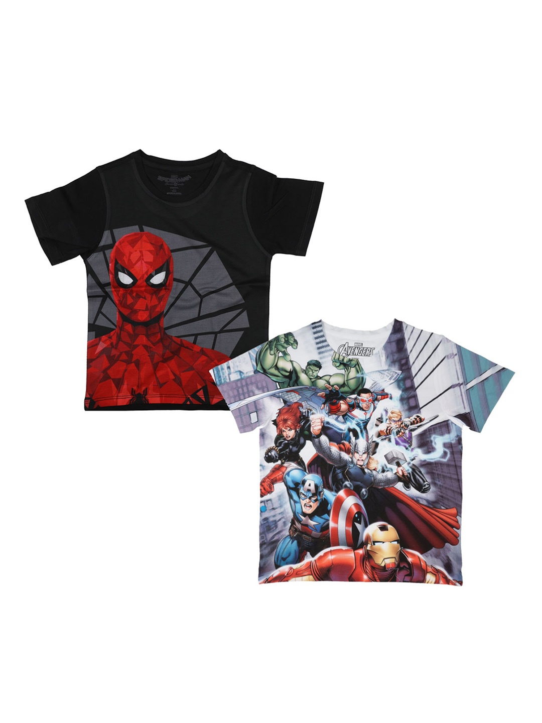 

Marvel by Wear Your Mind Boys Pack of 2 Spiderman Printed Round Neck T-shirts, Black