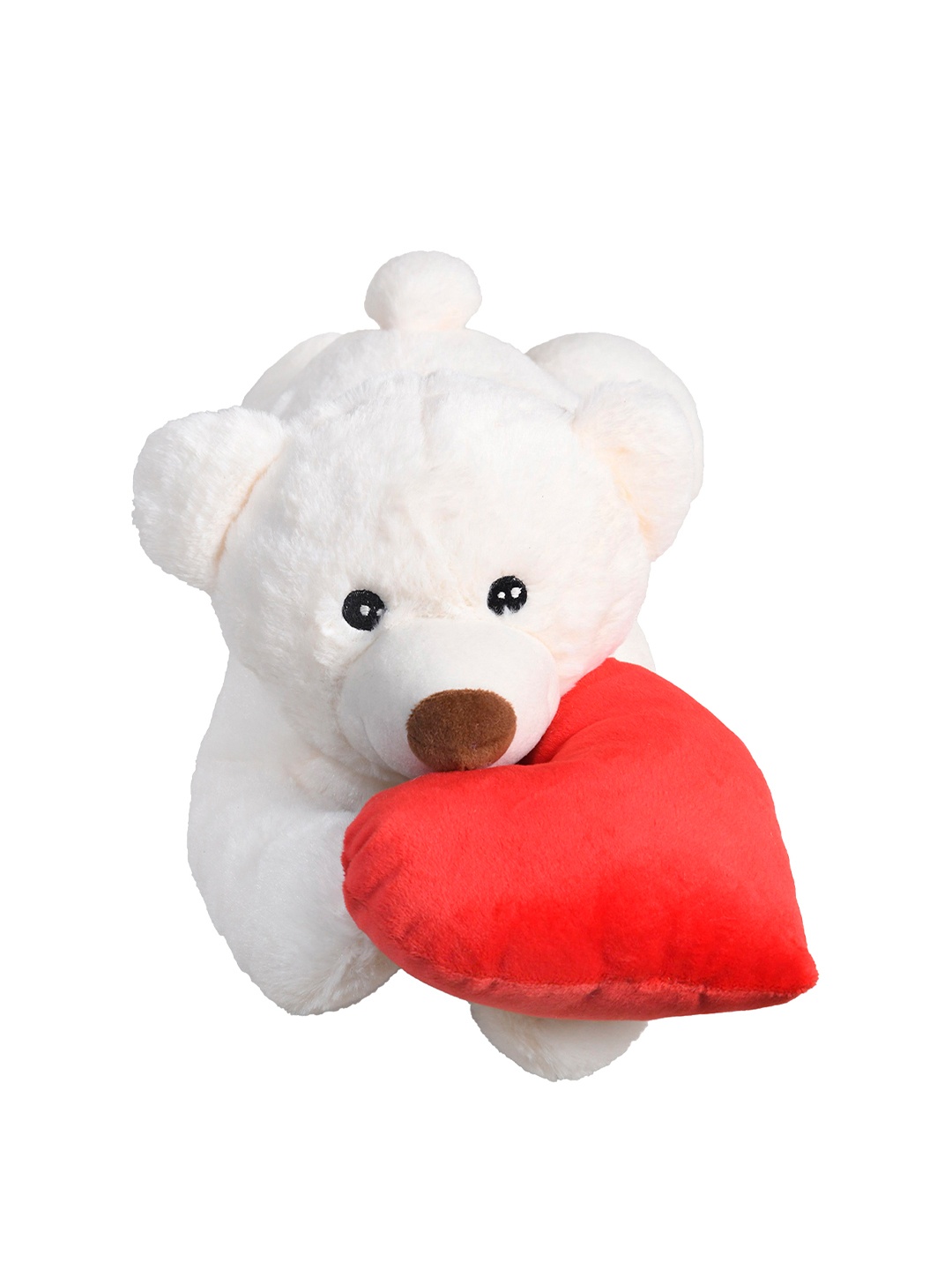 

Ultra Kids Cream-Coloured & Red Lying Teddy Bear with Red Heart Soft Toy