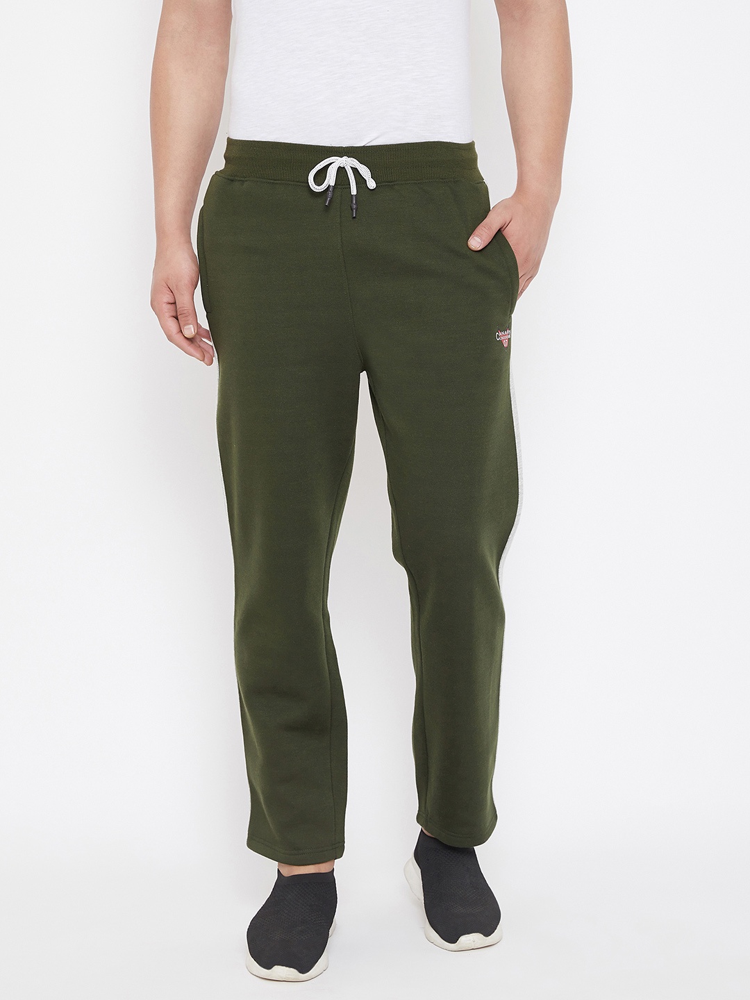 

Canary London Men Olive Green Solid Straight-Fit Track Pants