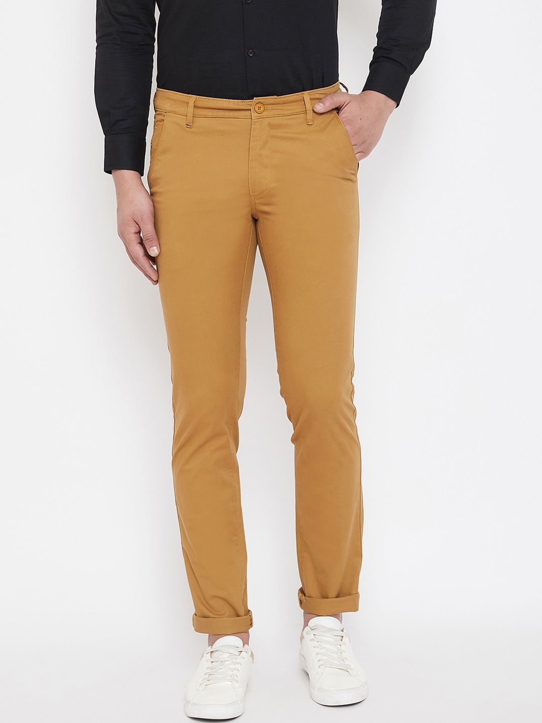 

Canary London Men Khaki Slim Fit Solid Chinos