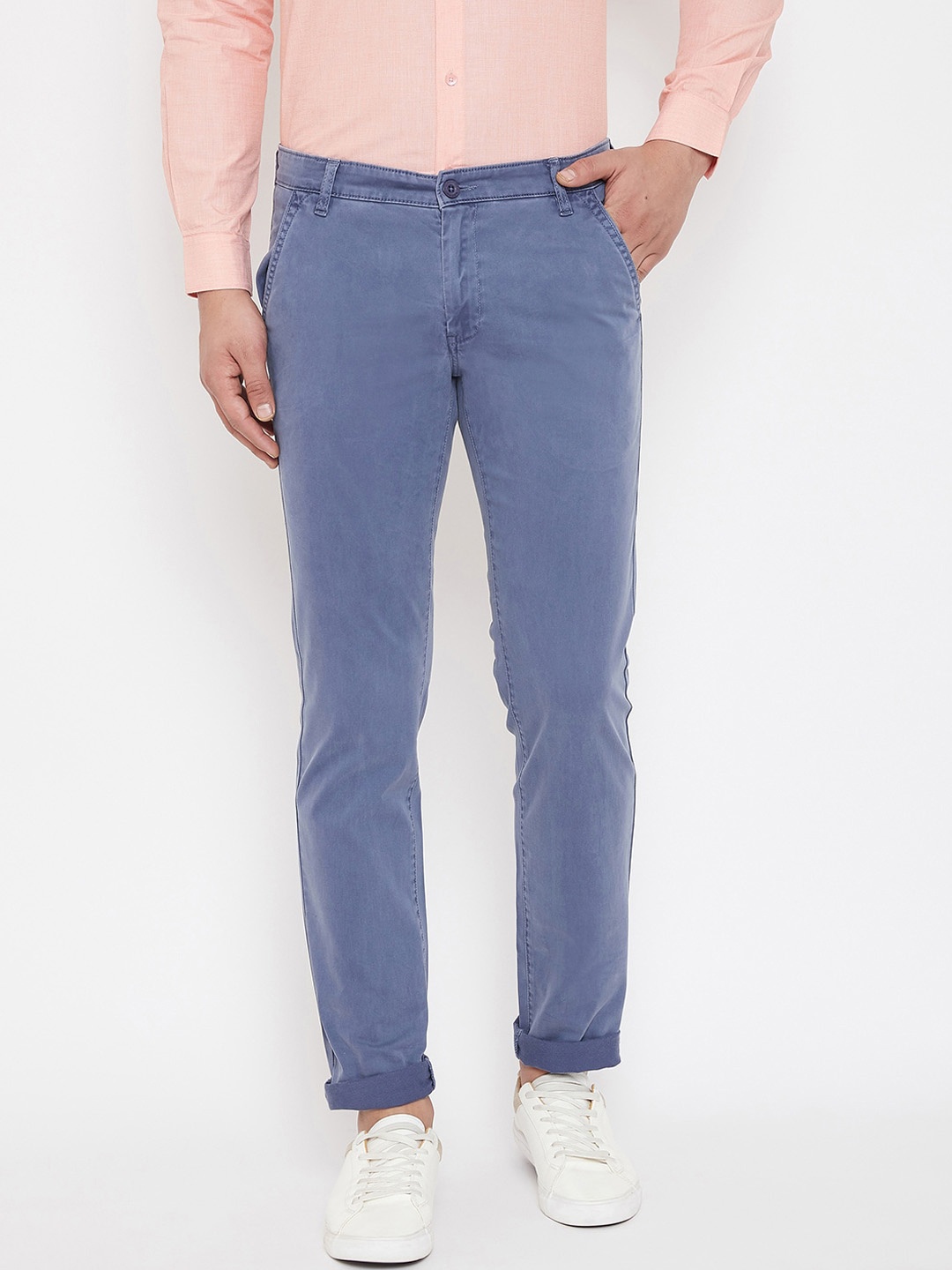 

Canary London Men Grey Slim Fit Solid Chinos