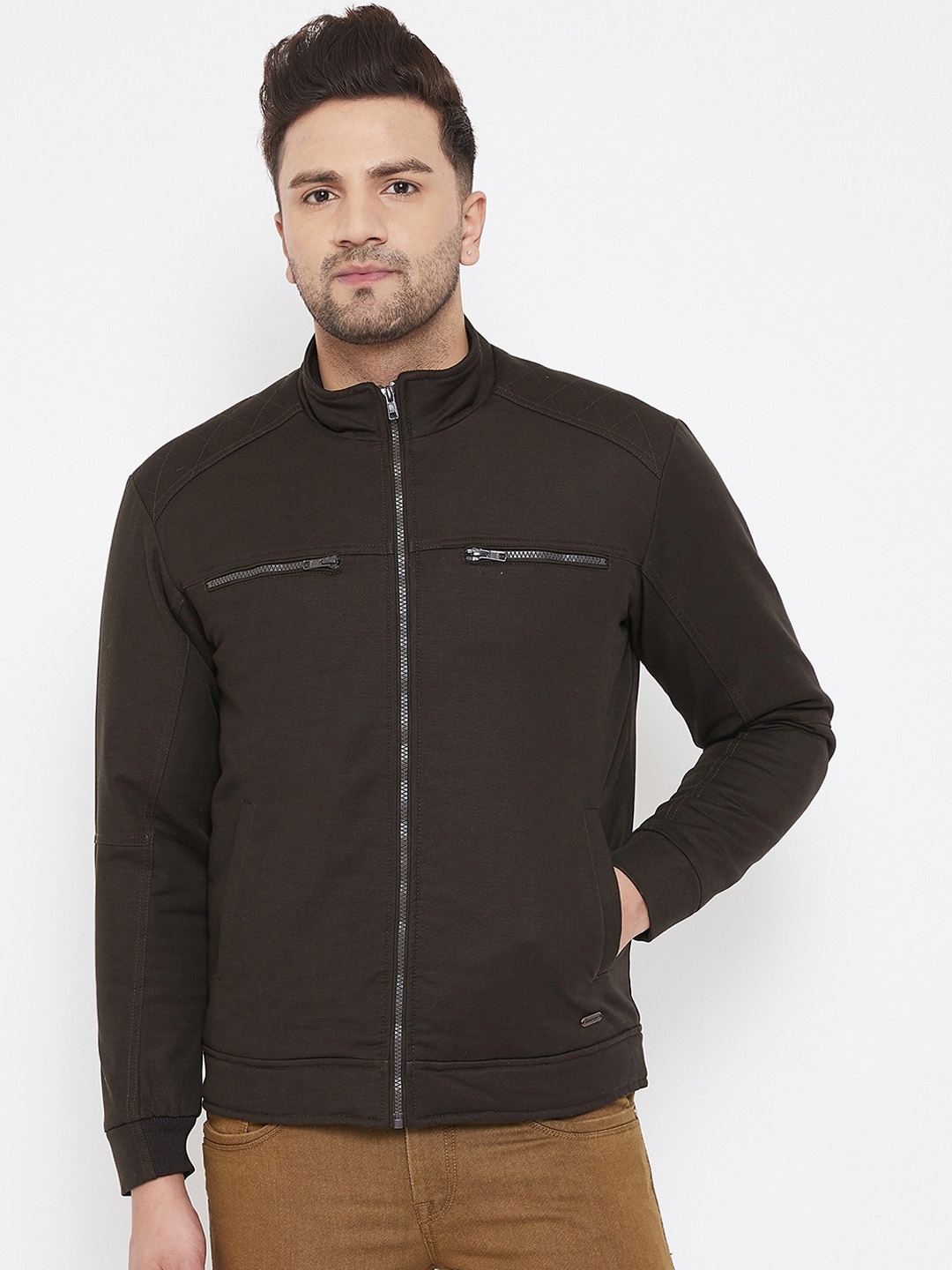 

Canary London Men Coffee Brown Solid Open Front Jacket