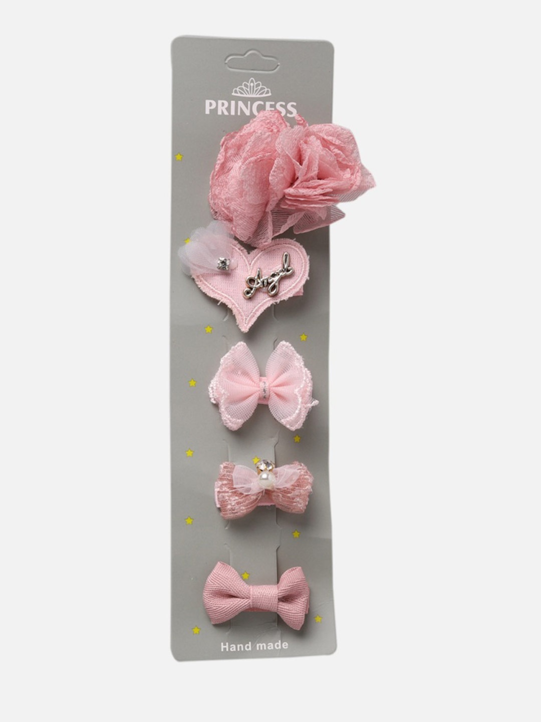 

Yellow Bee Girls Set Of 5 Peach-Coloured Embellished Alligator Hair Clips