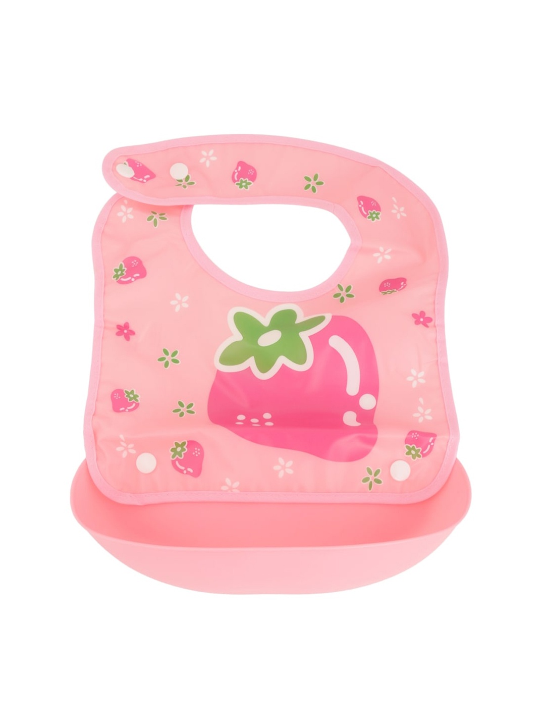 

Yellow Bee Girls Pink & Green Printed Easy Clean Bib With Crumb Collector