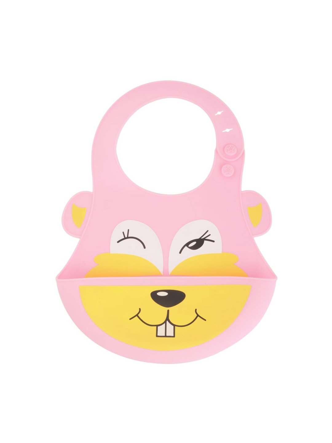 

Yellow Bee Infant Girls Pink & Yellow Printed Bib With Crumb Catcher Tray