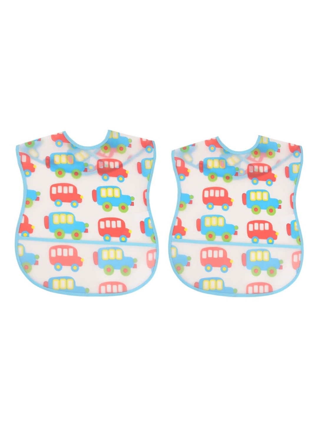 

Yellow Bee Infant Kids Set Of 2 Printed Feeding Bib With Crumb Collectors, White