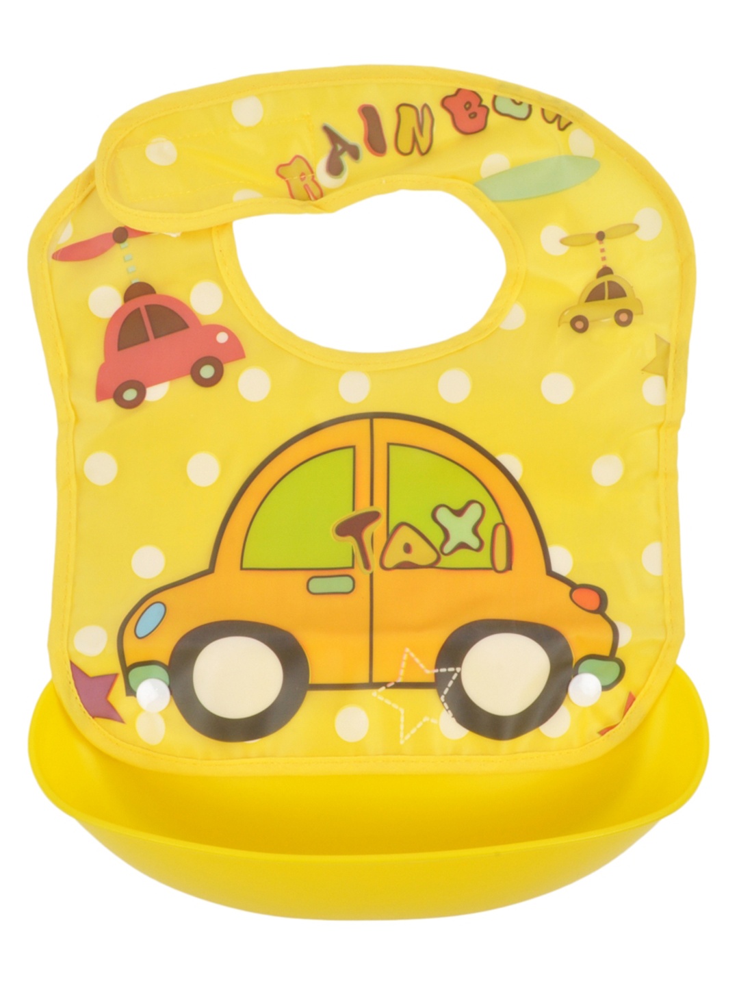 

Yellow Bee Unisex Kids Yellow & Orange Car Printed Feeding Bib With Crumb Catcher Tray