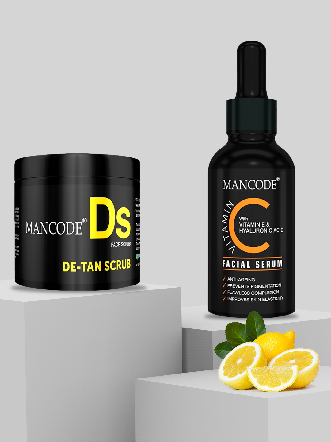 

MANCODE Men Detan Scrub, 100gm + Vitamin C serum, 50ml (Combo of 2), Black