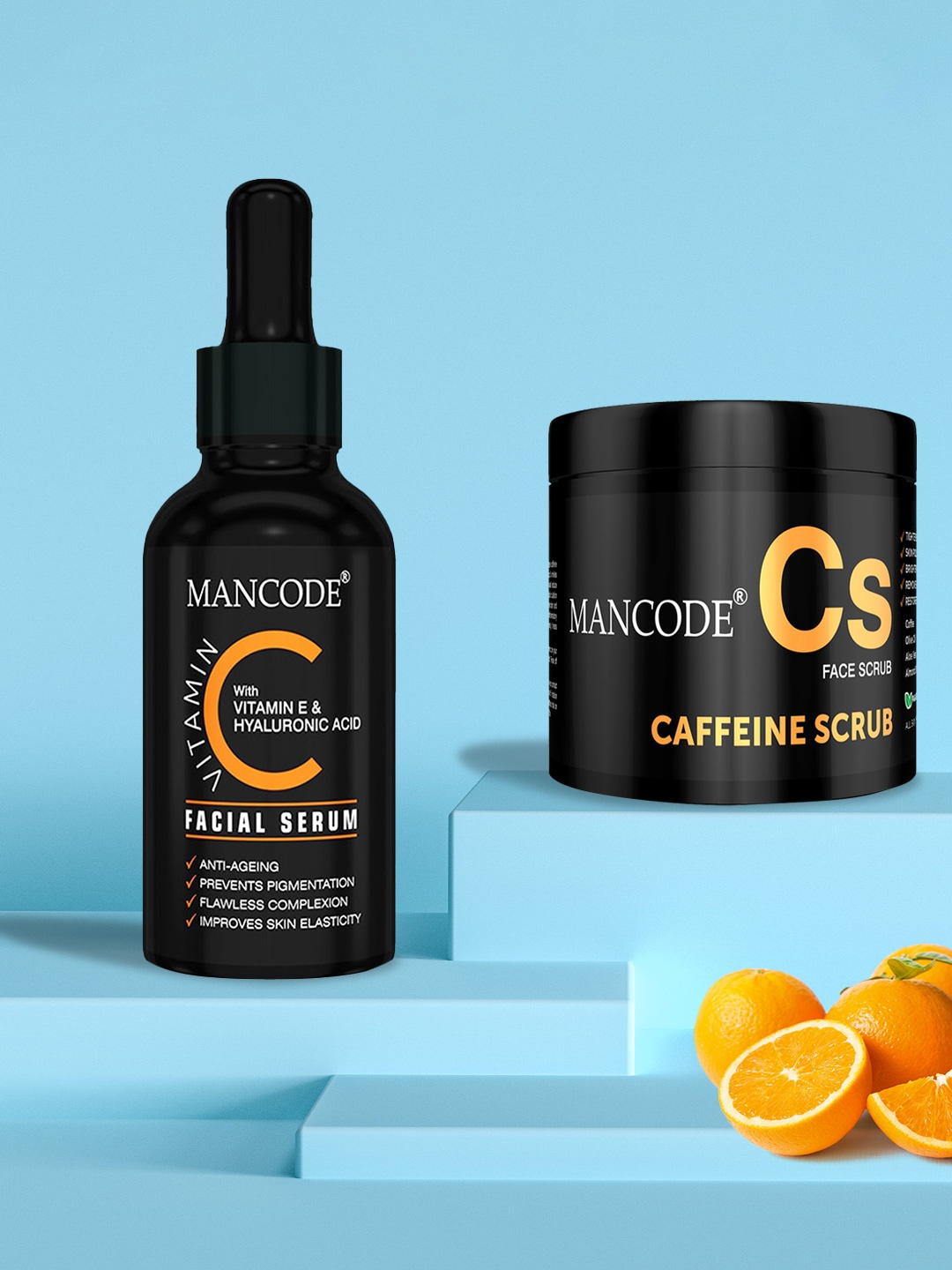 

Mancode Caffiene Scrub 100gm & Vitamin C Serum 50ml (Combo of 2), Black