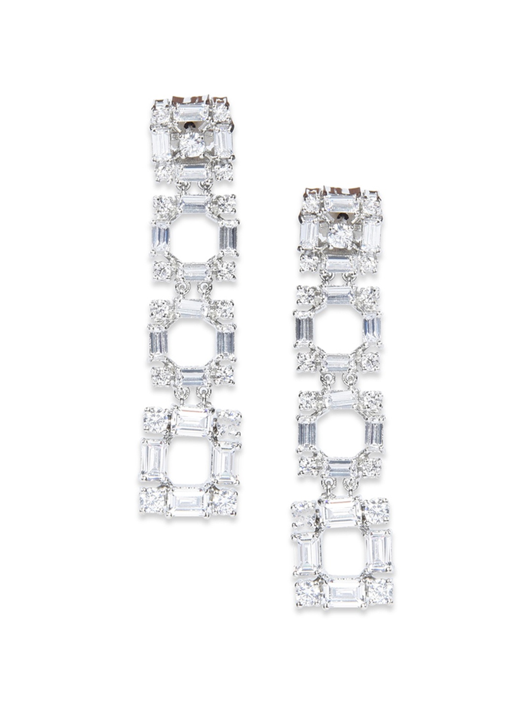

MIDASKART Silver-Toned Square Drop Earrings