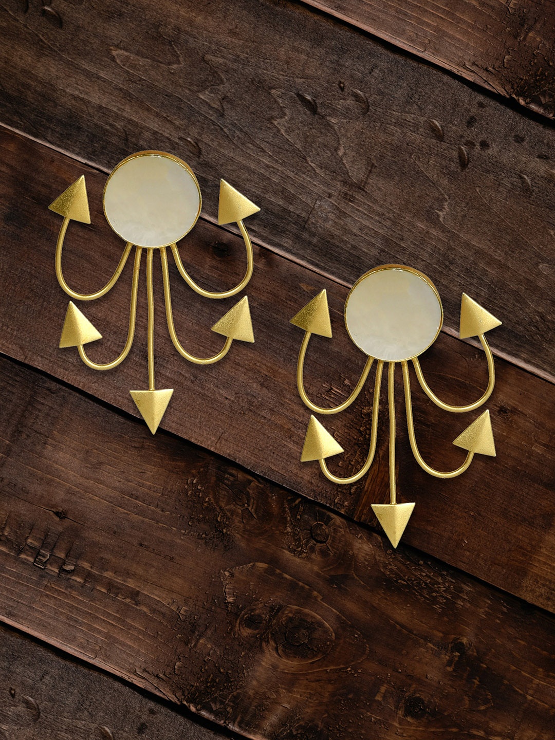 

MIDASKART Gold-Toned Contemporary Drop Earrings