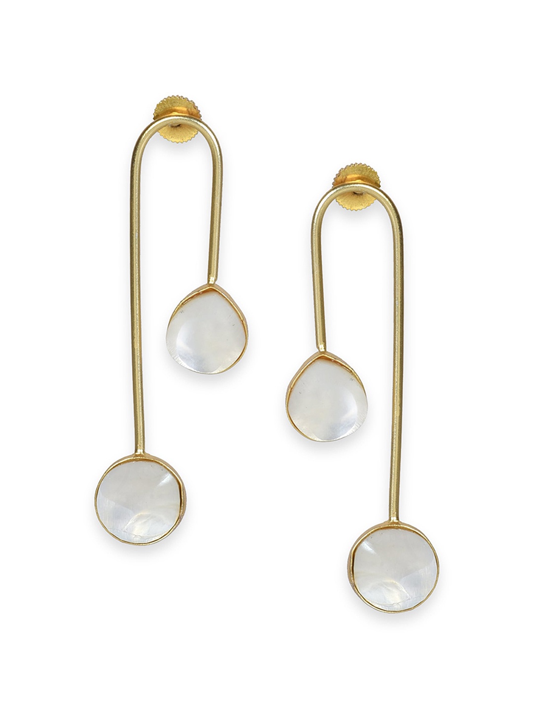 

MIDASKART Gold-Toned Contemporary Drop Earrings