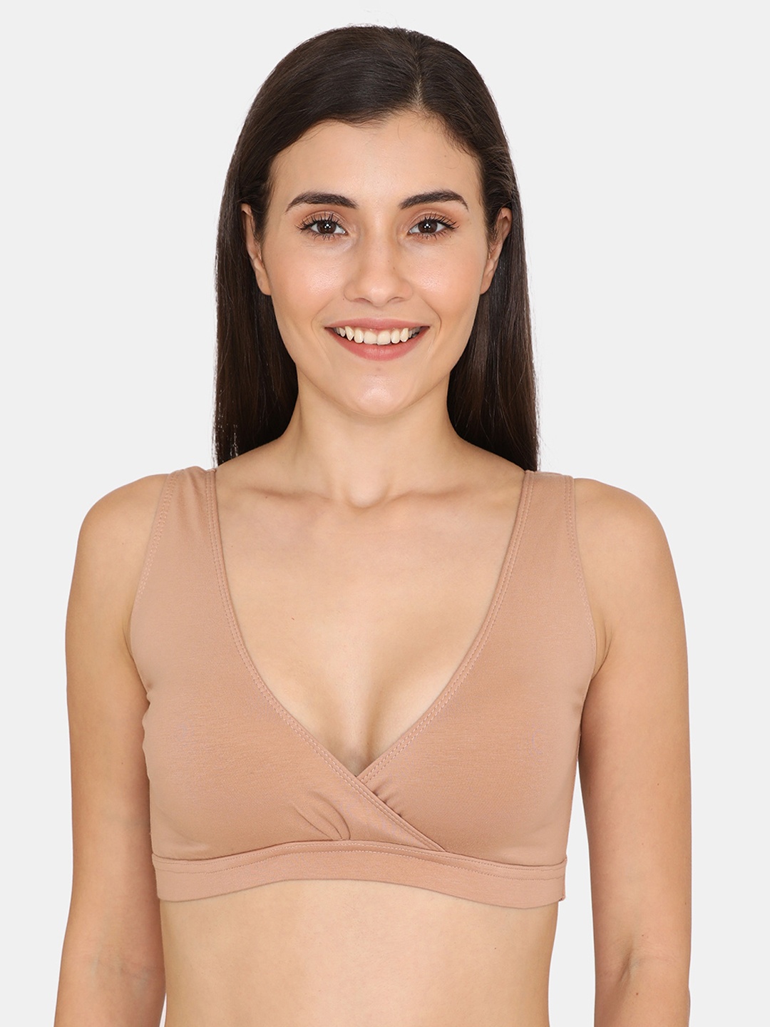 

Zivame Beige Solid Non-Wired Non Padded Maternity Bra ZI10RSCOREABRWN