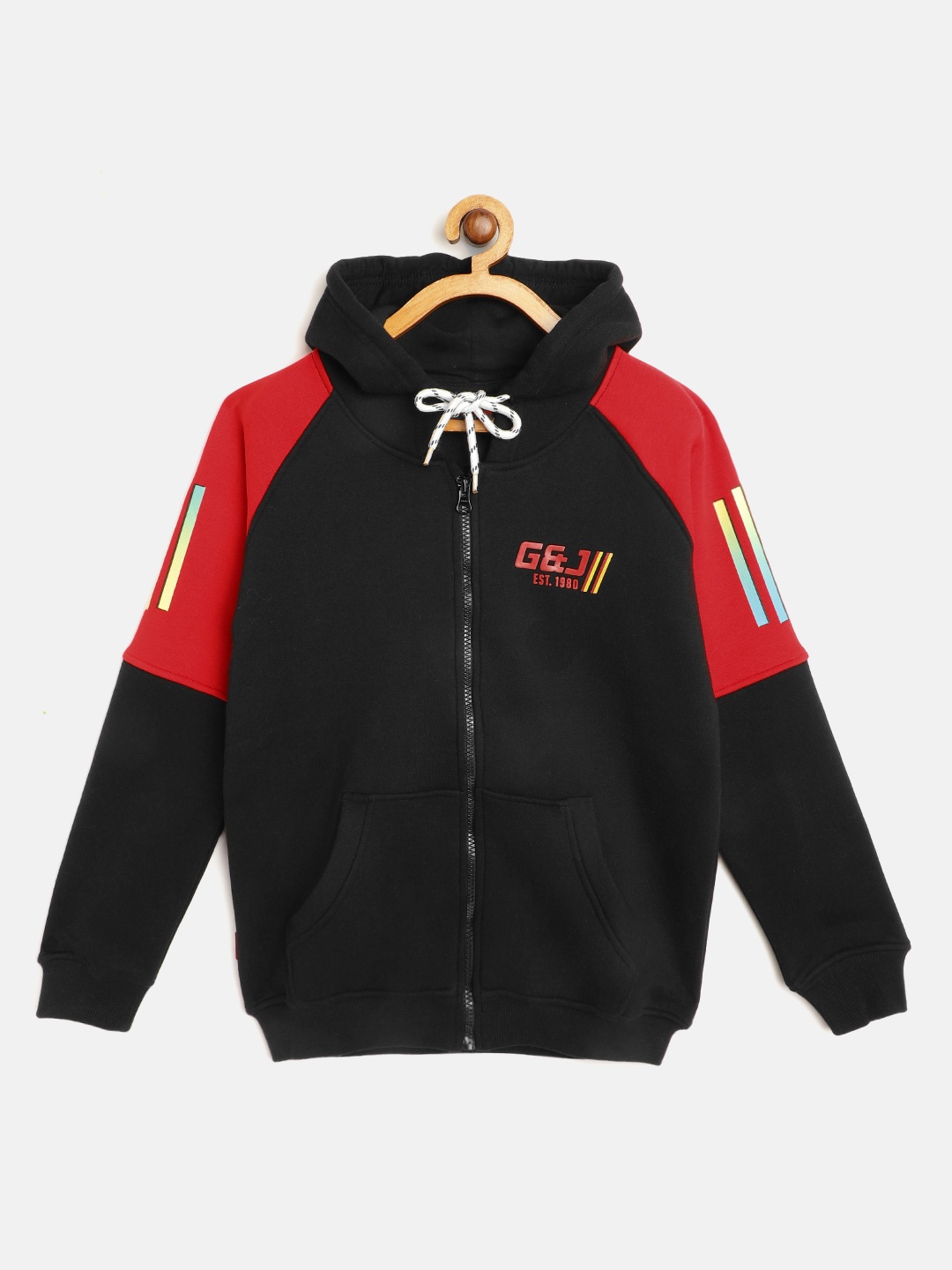 

Gini and Jony Boys Black & Red Cotton Hooded Sweatshirt