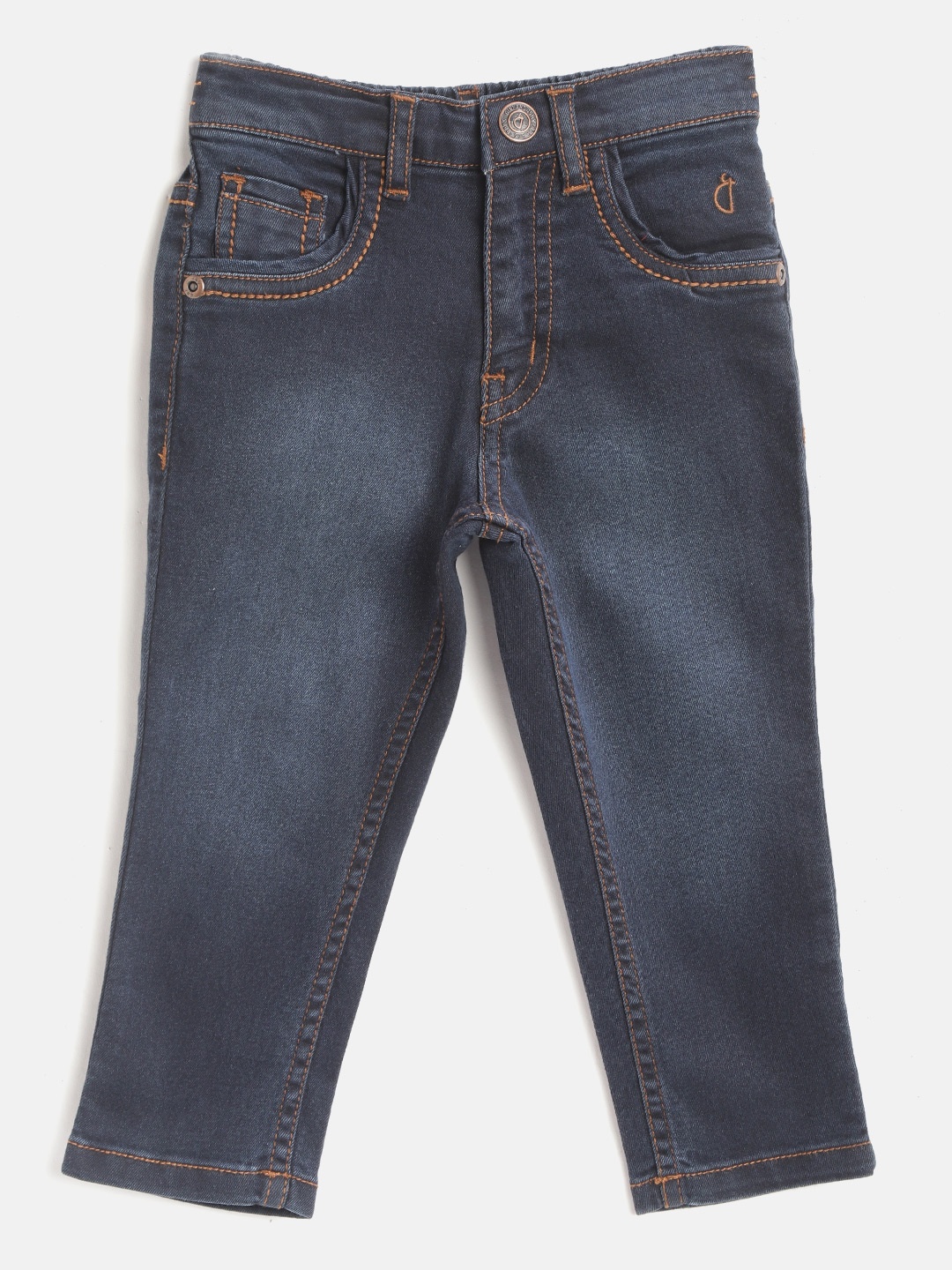 

Gini and Jony Boys Navy Blue Regular Fit Mid-Rise Clean Look Stretchable Jeans