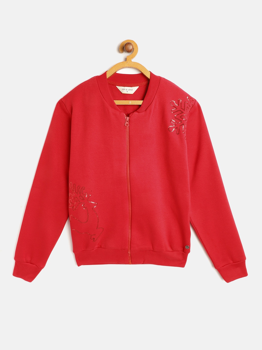 

Gini and Jony Girls Red Pure Cotton Sweatshirt with Sequinned Detail