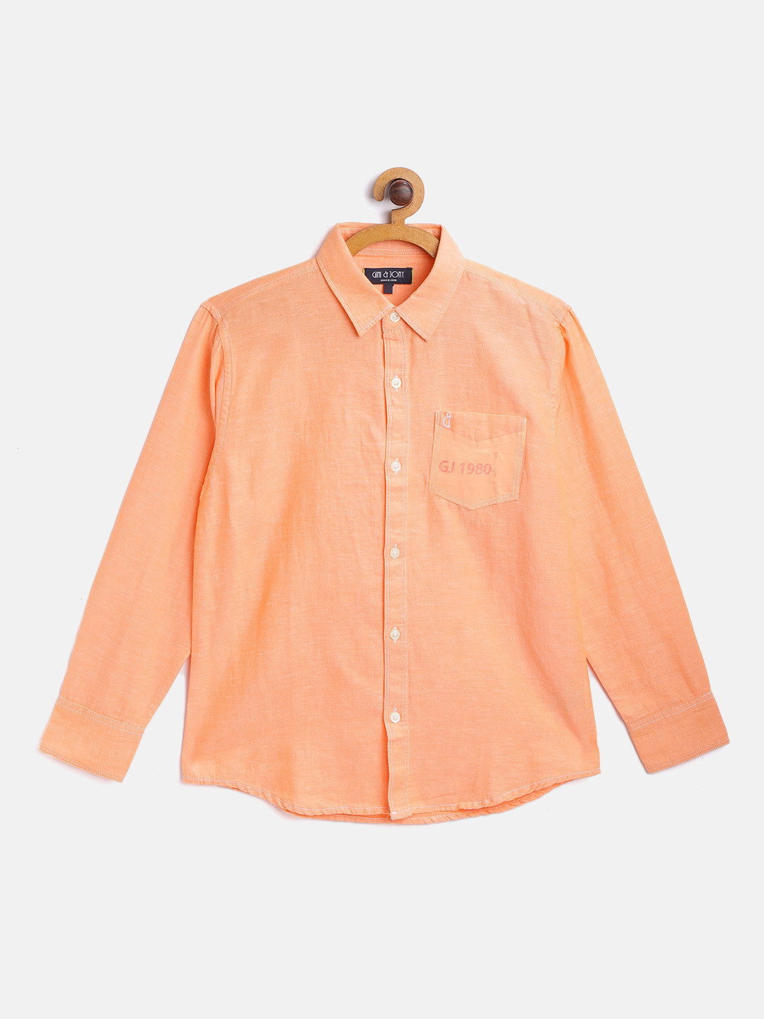 

Gini and Jony Boys Orange Regular Fit Solid Pure Cotton Casual Shirt