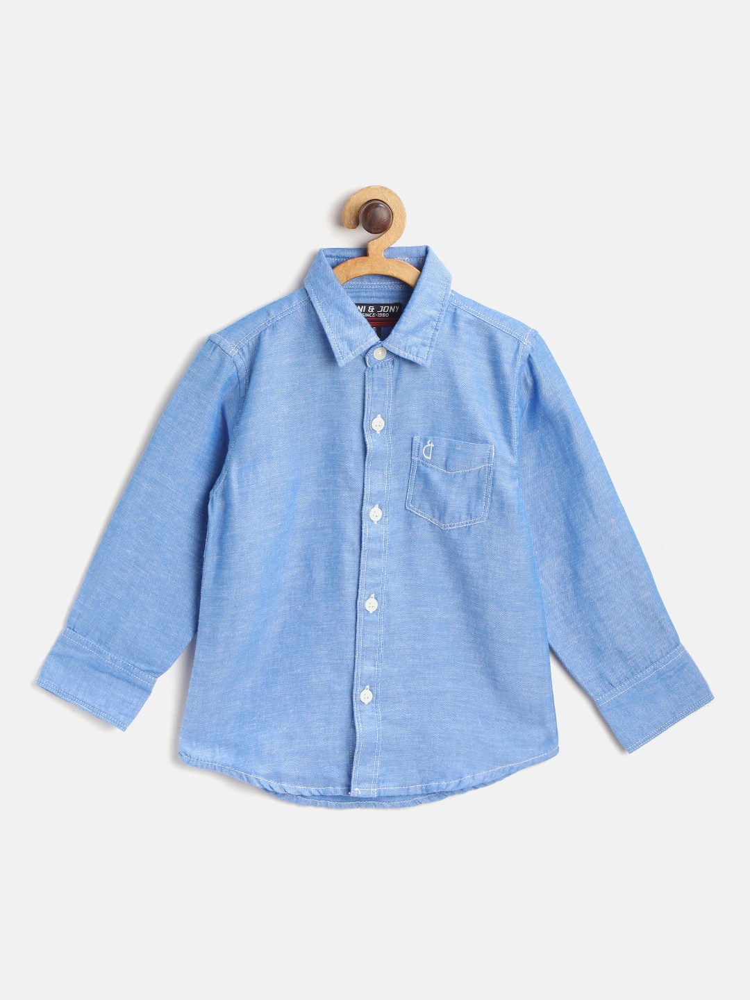 

Gini and Jony Boys Blue Pure Cotton Regular Fit Solid Casual Shirt