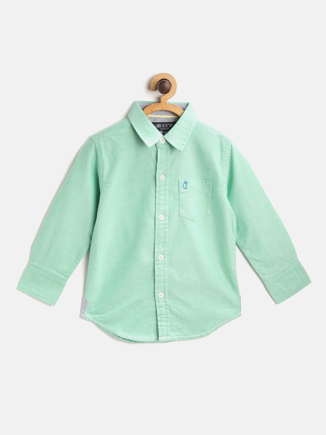 

Gini and Jony Boys Green Pure Cotton Regular Fit Solid Casual Shirt