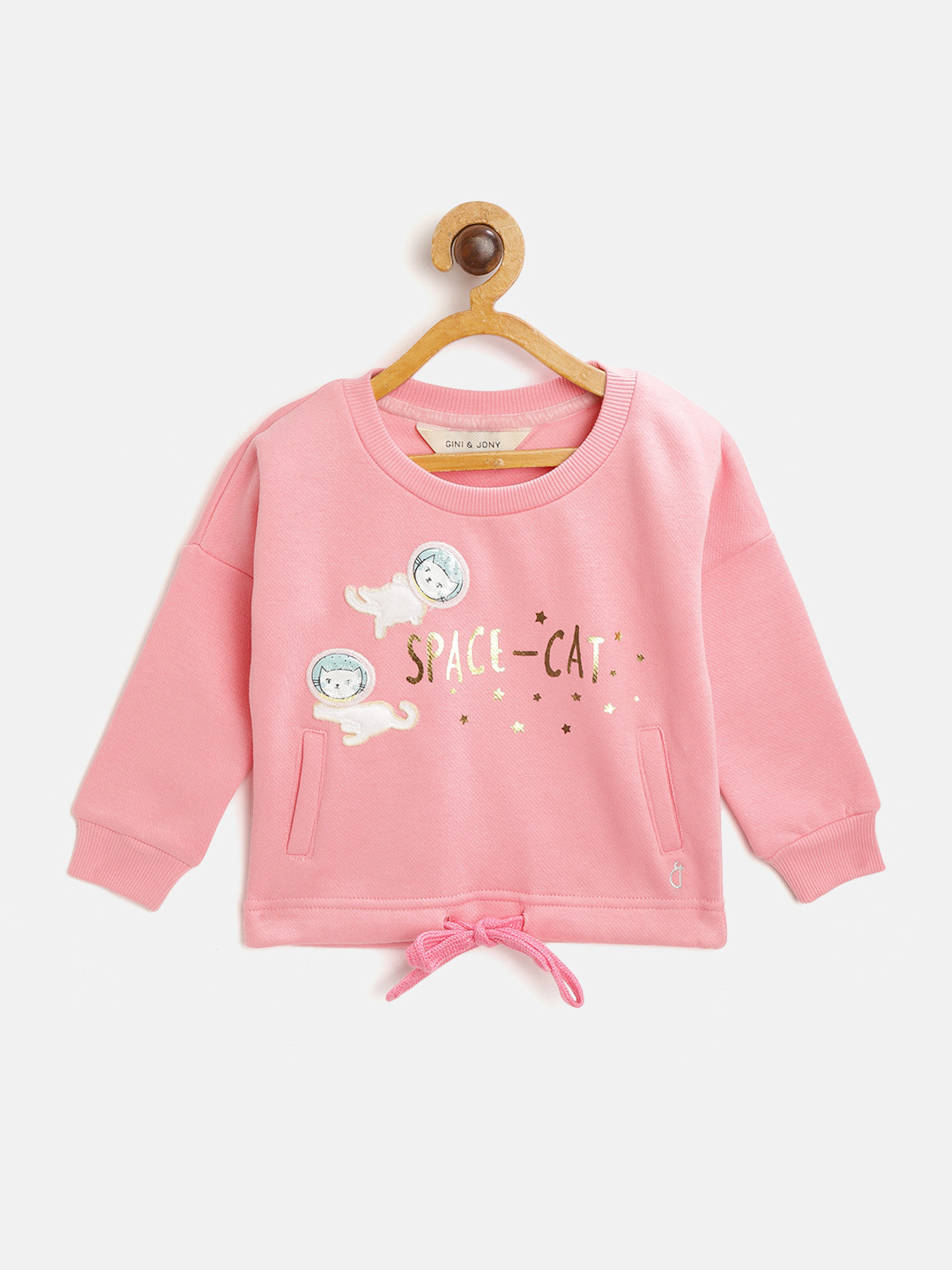 

Gini and Jony Girls Pink & Golden Printed Sweatshirt