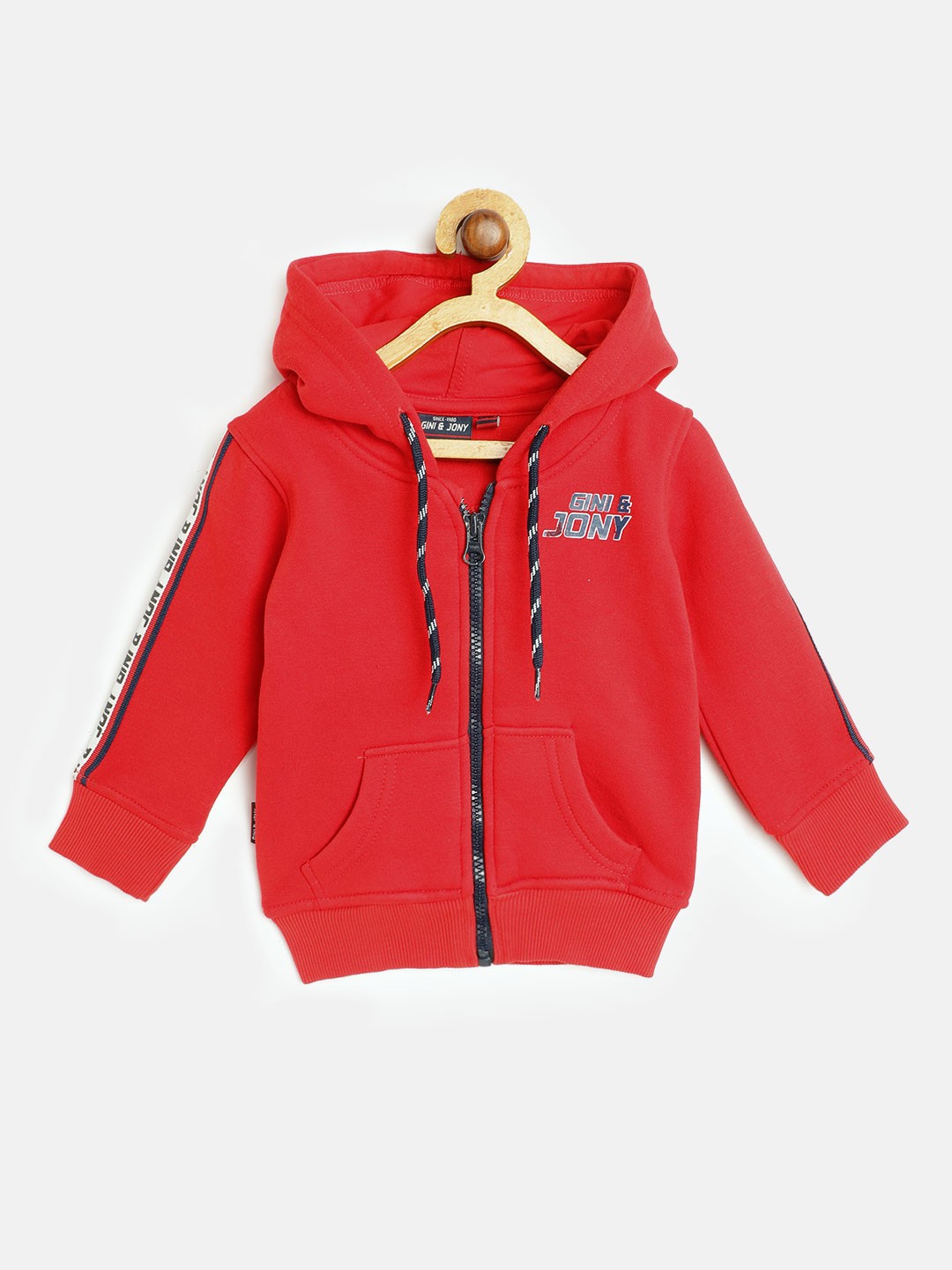

Gini and Jony Infant Boys Red Cotton Hooded Sweatshirt