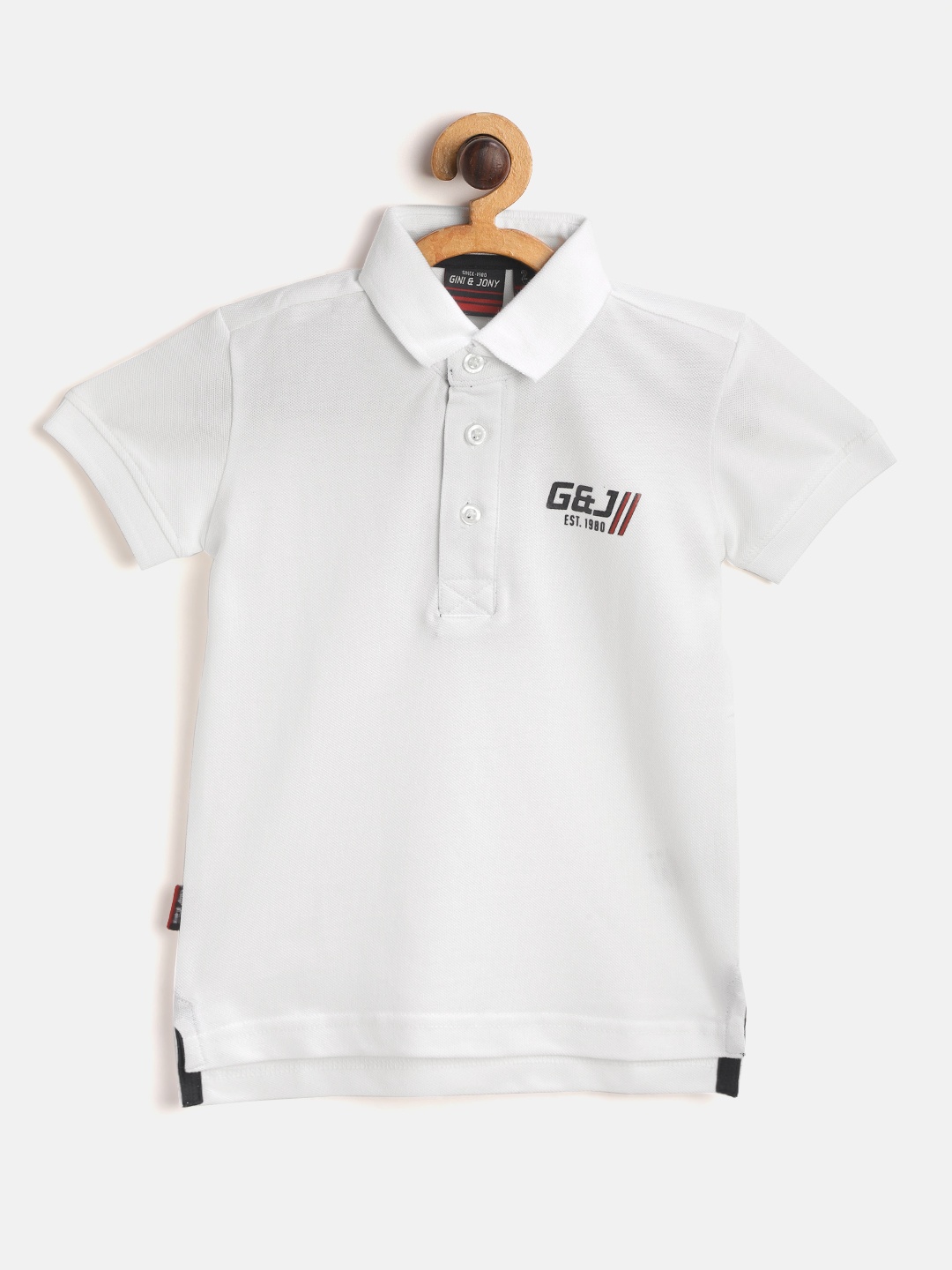 

Gini and Jony Boys White Solid Pure Cotton Polo Collar Pure Cotton T-shirt