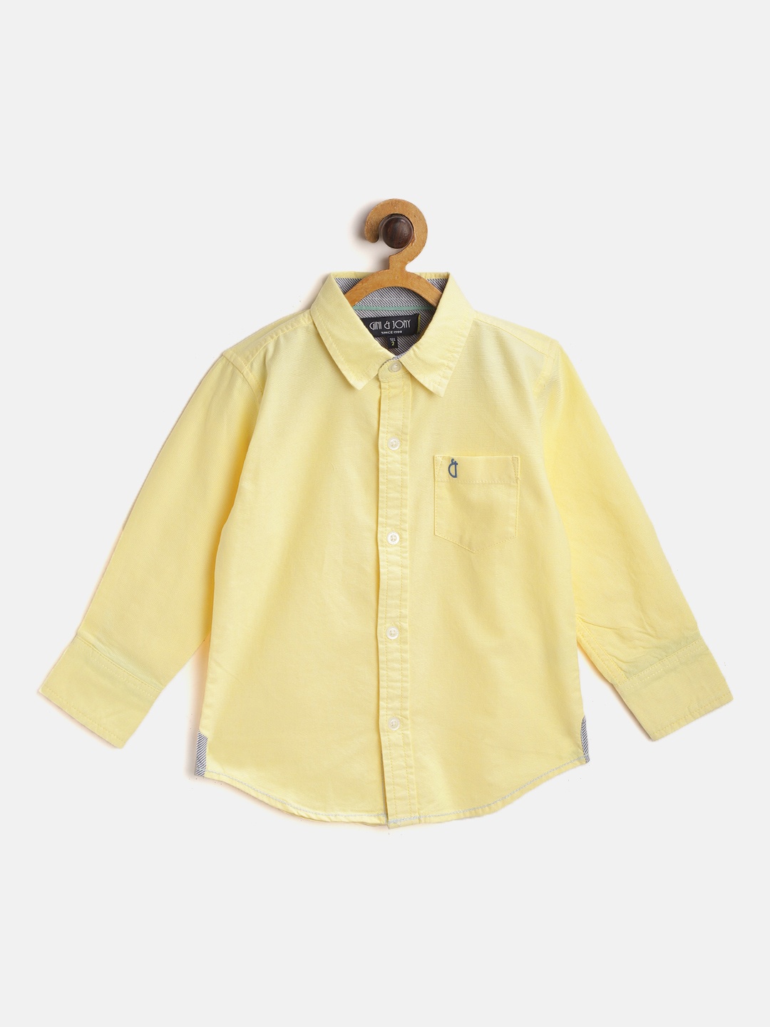

Gini and Jony Boys Yellow Pure Cotton Regular Fit Solid Casual Shirt
