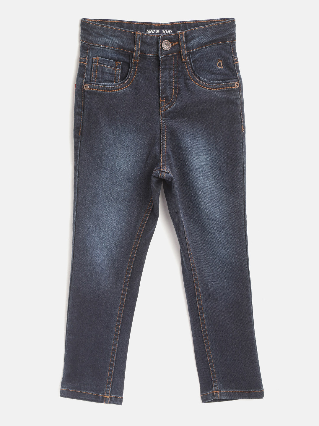 

Gini and Jony Boys Navy Blue Slim Fit Mid-Rise Clean Look Stretchable Jeans