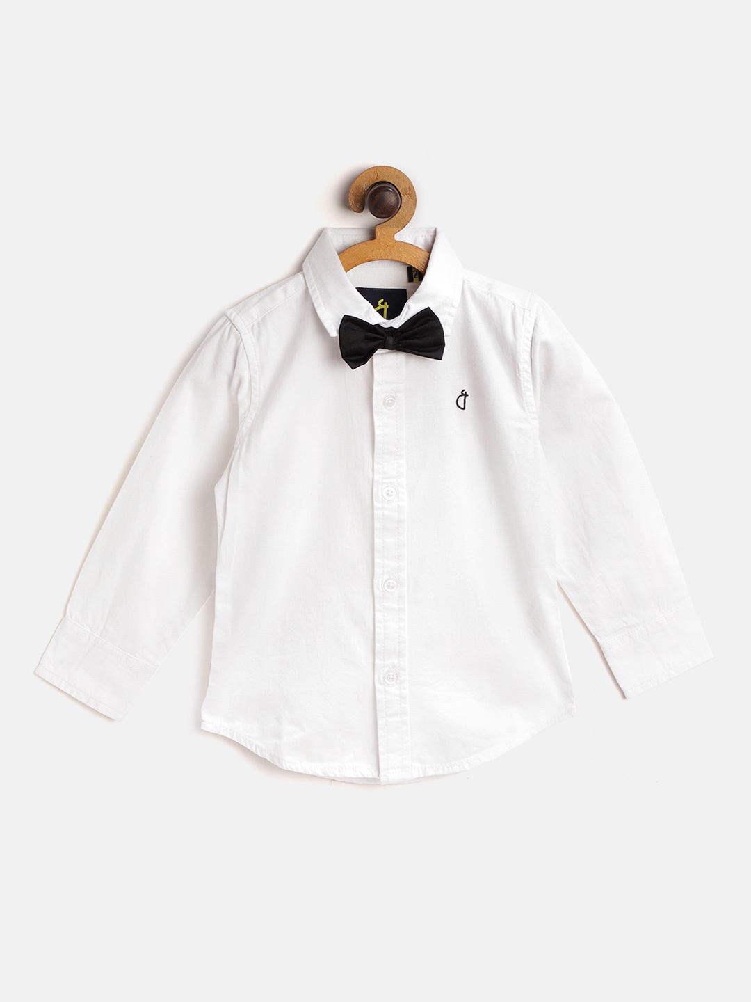 

Gini and Jony Boys White Regular Fit Pure Cotton Solid Casual Shirt with Bow Tie