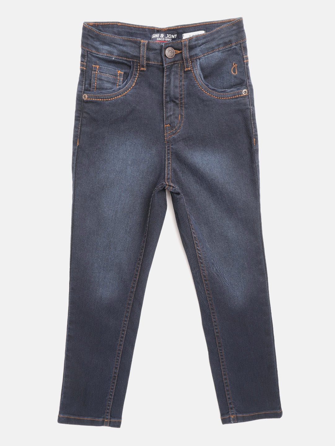 

Gini and Jony Boys Navy Blue Slim Fit Mid-Rise Clean Look Stretchable Jeans