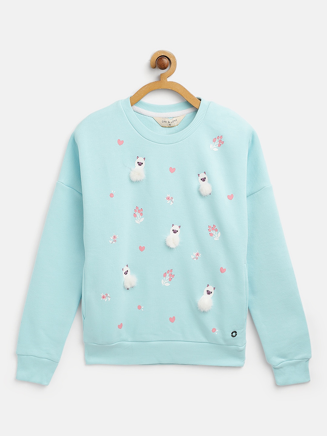 

Gini and Jony Girls Blue & White Cotton Floral & Llama Print Sweatshirt
