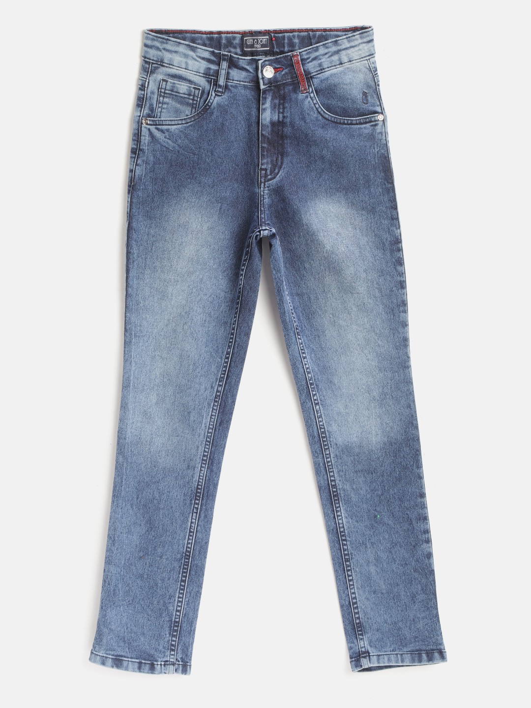 

Gini and Jony Boys Blue Stone-Wash Regular Fit Mid-Rise Clean Look Stretchable Jeans