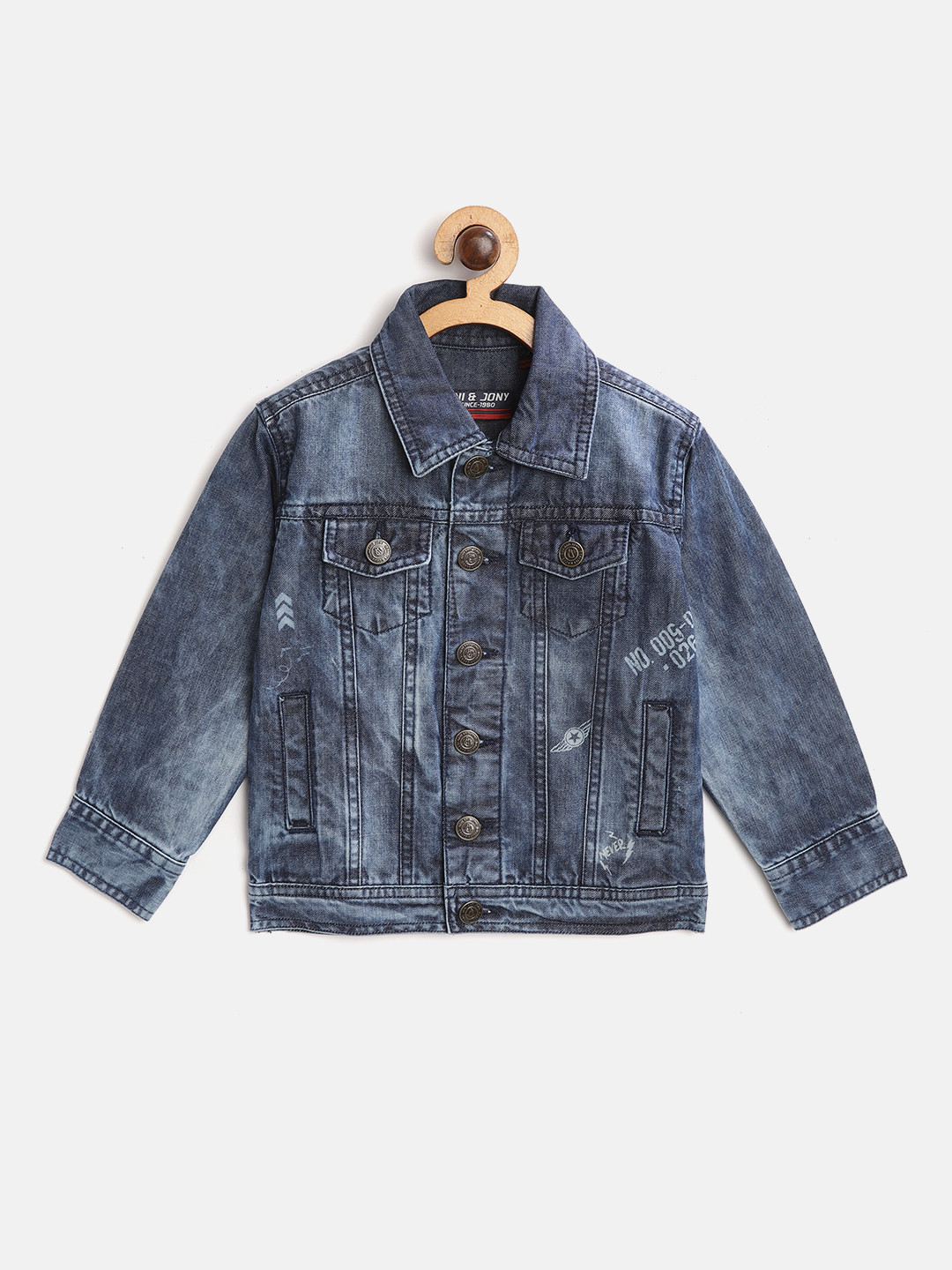 

Gini and Jony Boys Blue Cotton Washed Denim Jacket