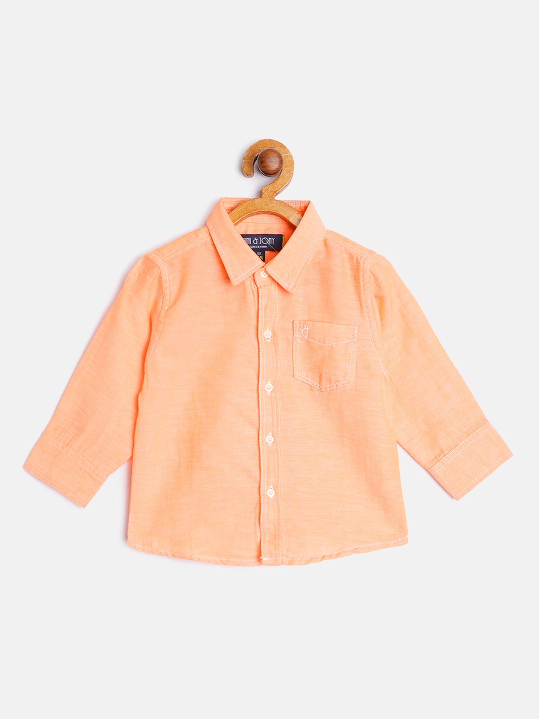 

Gini and Jony Infant Boys Orange Solid Cotton Linen Casual Shirt