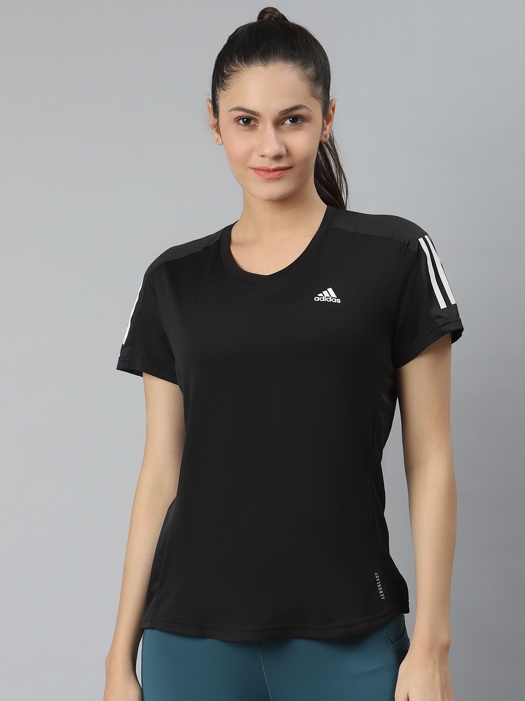 

ADIDAS Women Black Own The Run Solid Round Neck Sustainable T-shirt