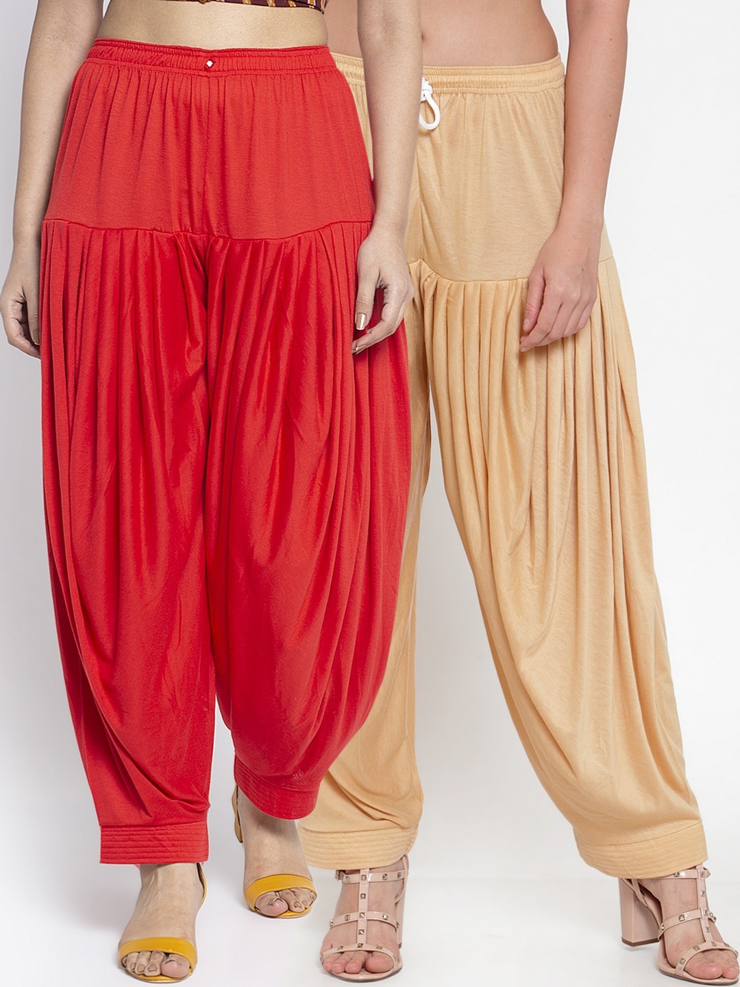 

GRACIT Women Pack of 2 Solid Loose-Fit Patiala, Red