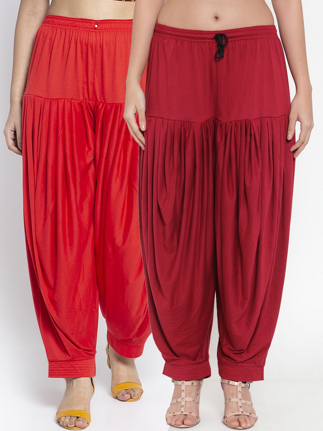 

GRACIT Women Pack Of 2 Solid Loose Fit Patialas, Red