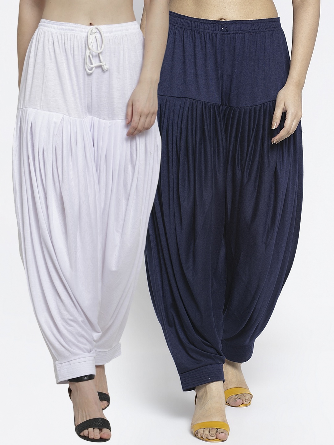 

GRACIT Women Pack of 2 Solid Loose Fit Patialas, White