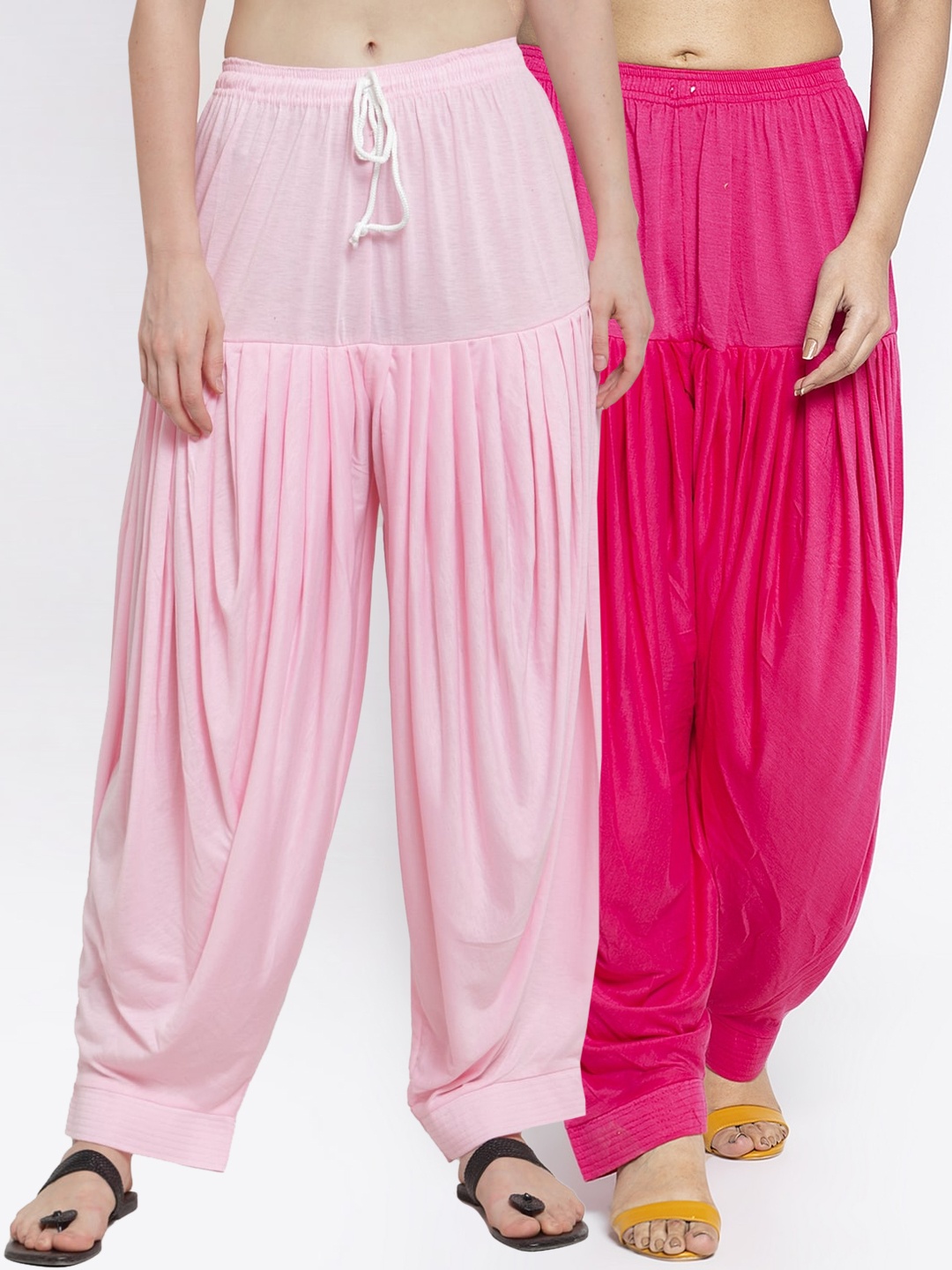 

GRACIT Women Pack of 2 Solid Loose Fit Patialas, Pink