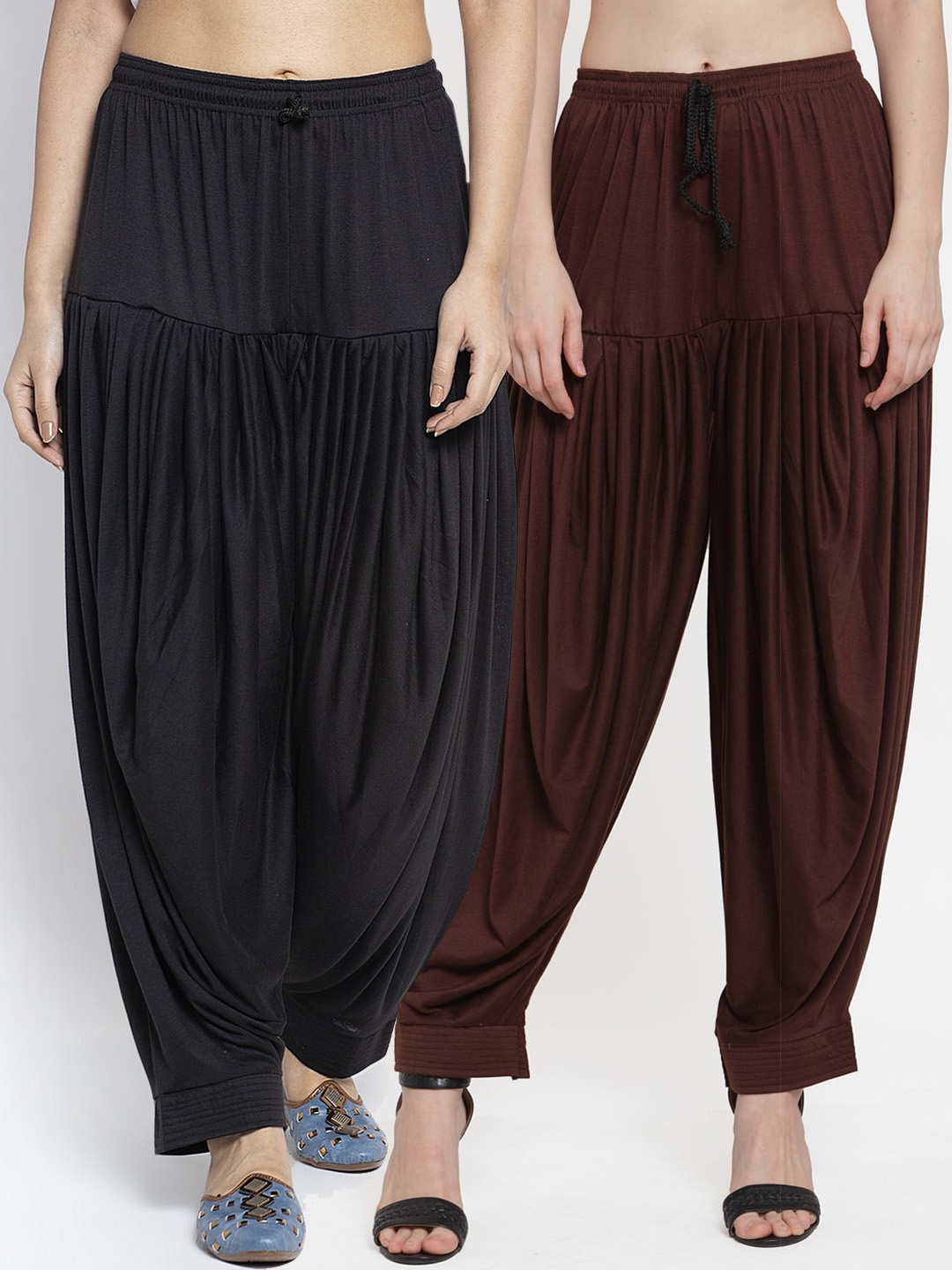 

GRACIT Women Pack Of 2 Solid Loose-Fit Patialas, Black